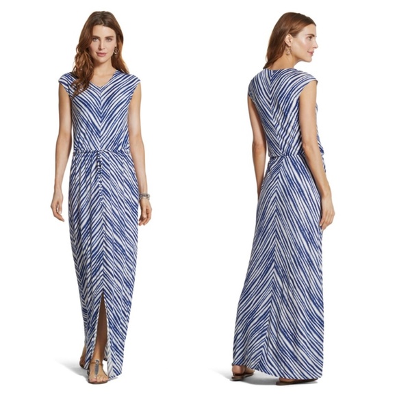 Chico's Dresses & Skirts - TIE-FRONT TIE DYE CHEVRON STRIPED MAXI DRESS